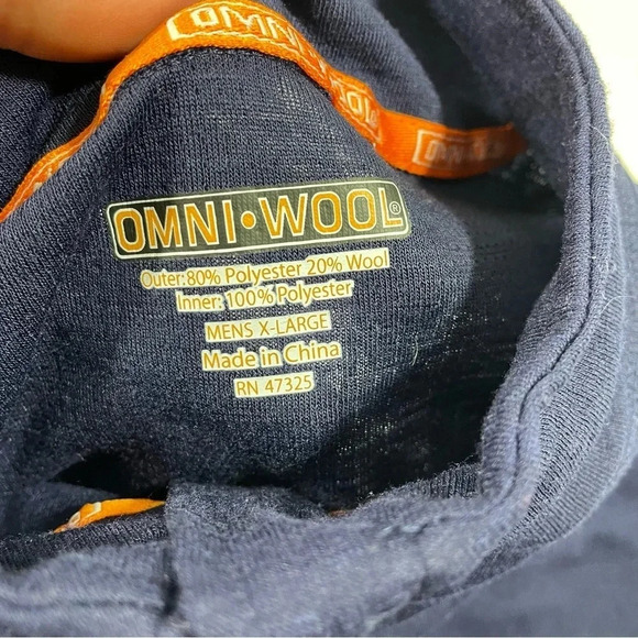 Omni Wool Mens Quarter Zip Pullover Shirt Blue - Picture 4 of 7